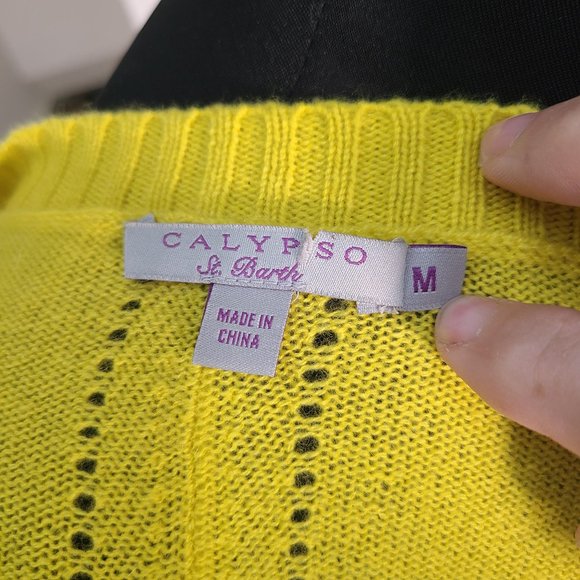Calypso St. Barth Yellow Cashmere Sweater - Picture 4 of 8